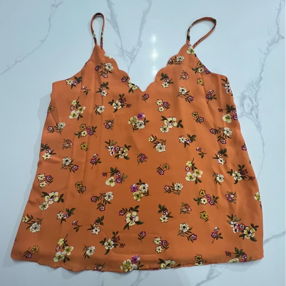 Socialite Tops - NWT SOCIALITE orange floral spaghetti strap blouse size xs